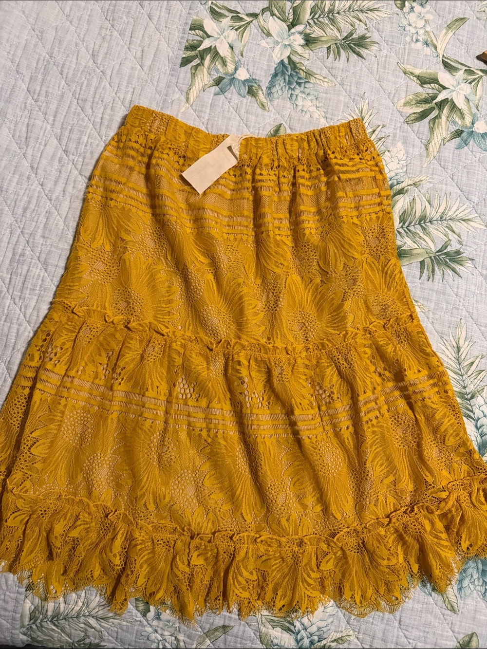 Mystree Beautiful Lace Tiered Midi Skirt